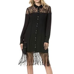 MISS ME 3/4 SLEEVE FRINGE DRESS